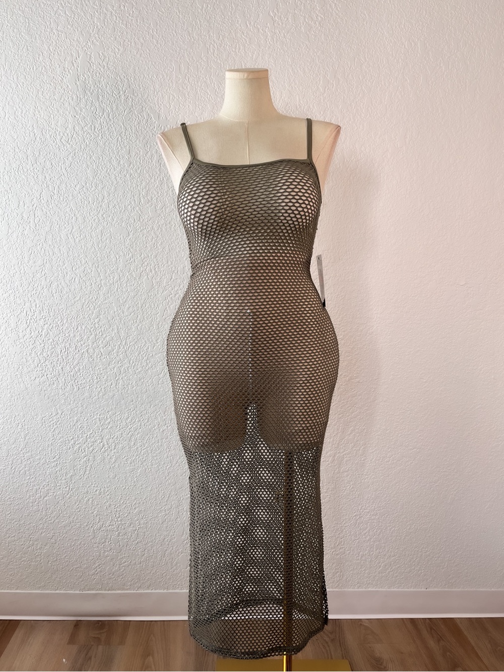 Forever 21 Olive Green Mesh Maxi Dress